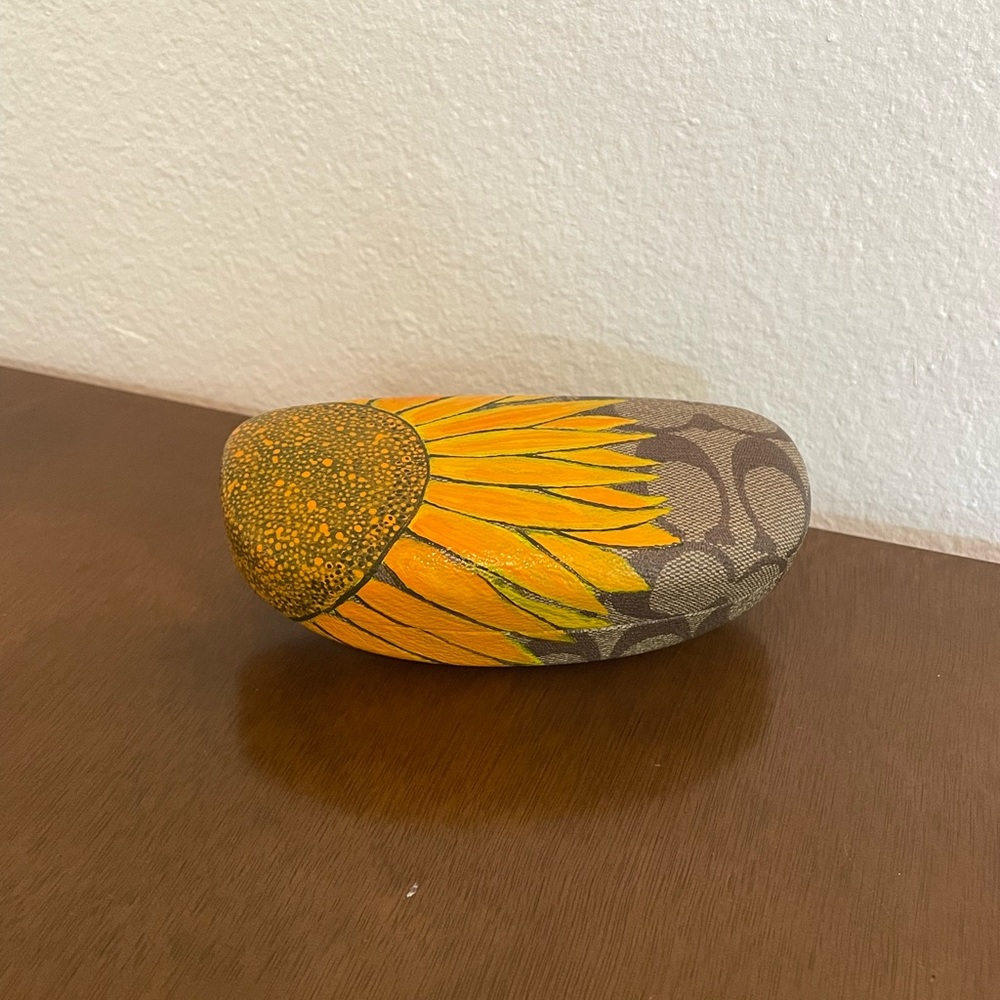 Coach Glasses Case with Hand Painted Sunflower